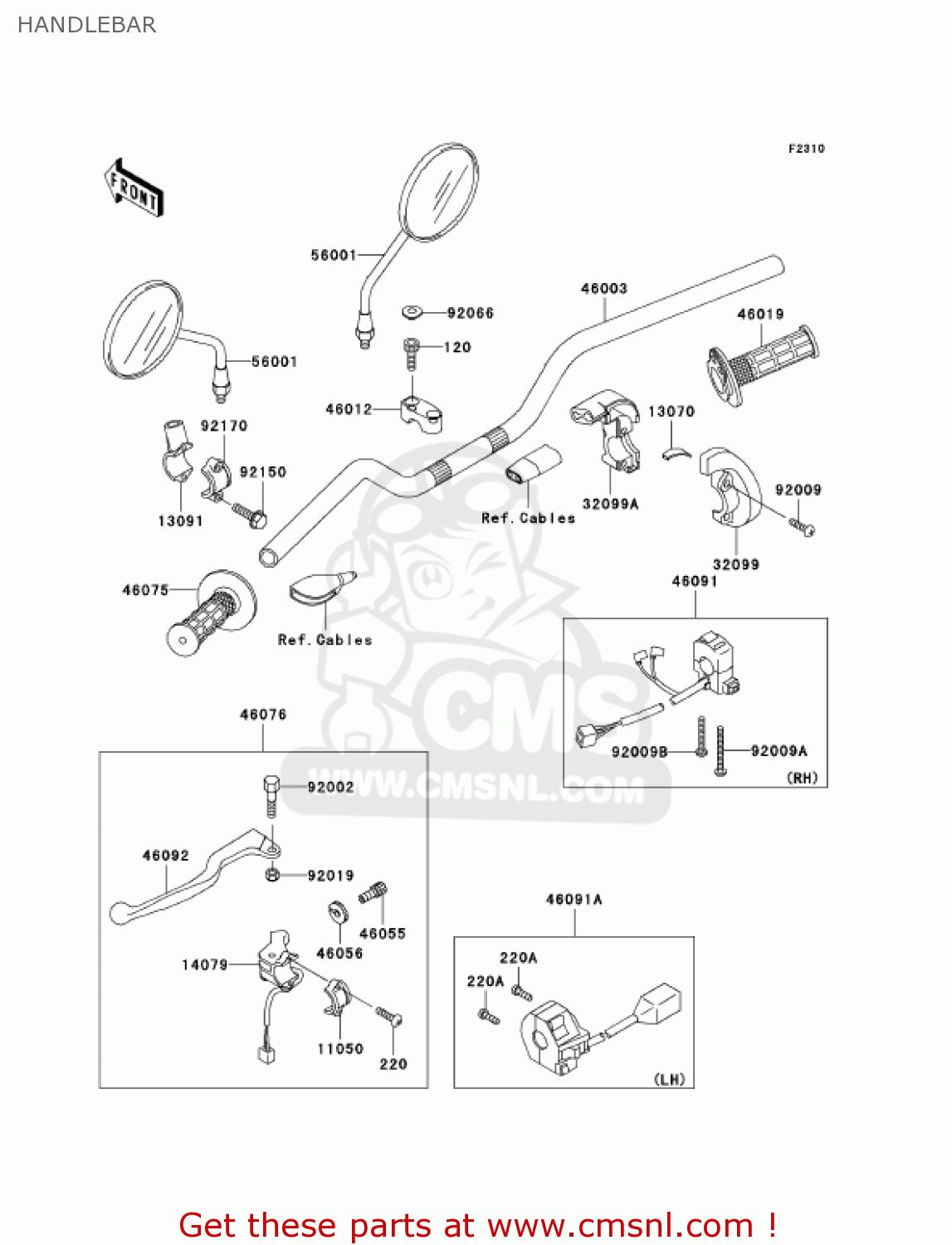 HANDLEBAR KL250G5 SUPER SHERPA 2001 USA CANADA