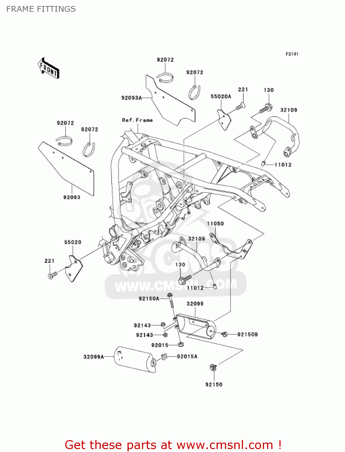 FRAME FITTINGS KL250G5 SUPER SHERPA 2001 USA CANADA