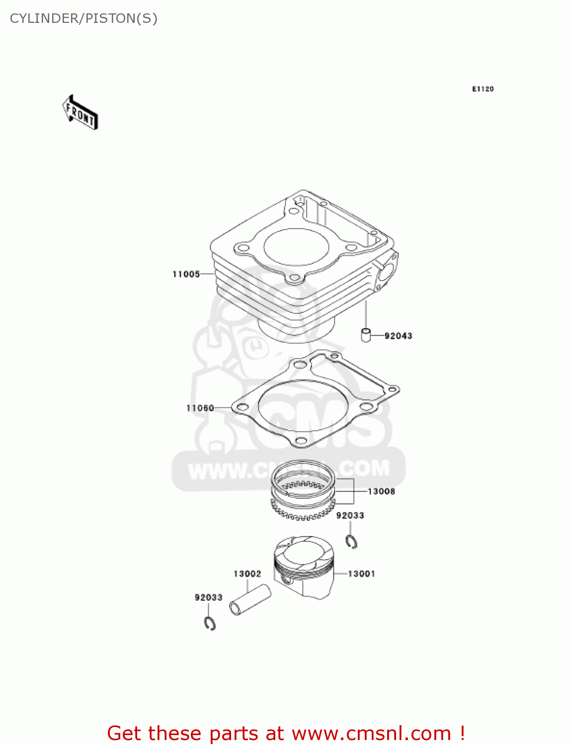 CYLINDER/PISTON(S) KL250G5 SUPER SHERPA 2001 USA CANADA