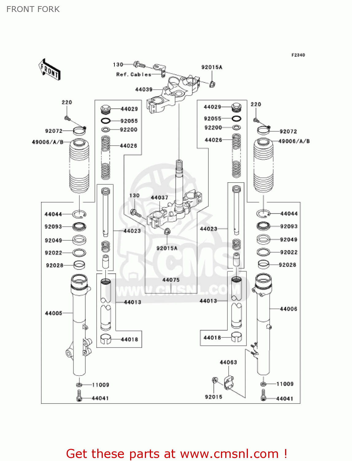 FRONT FORK KL250G6 SUPER SHERPA 2002 USA CANADA