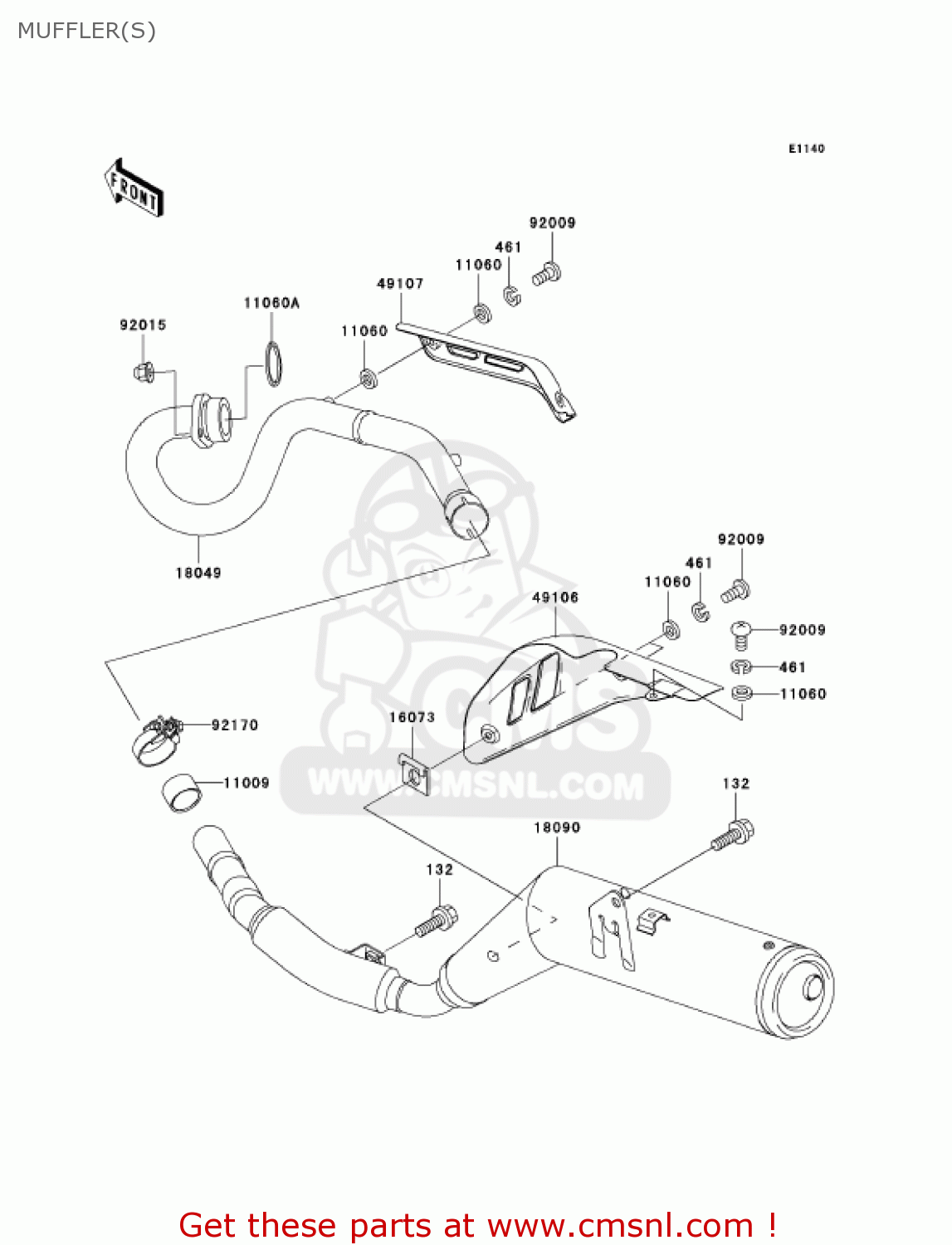 MUFFLER(S) KL250G6 SUPER SHERPA 2002 USA CANADA