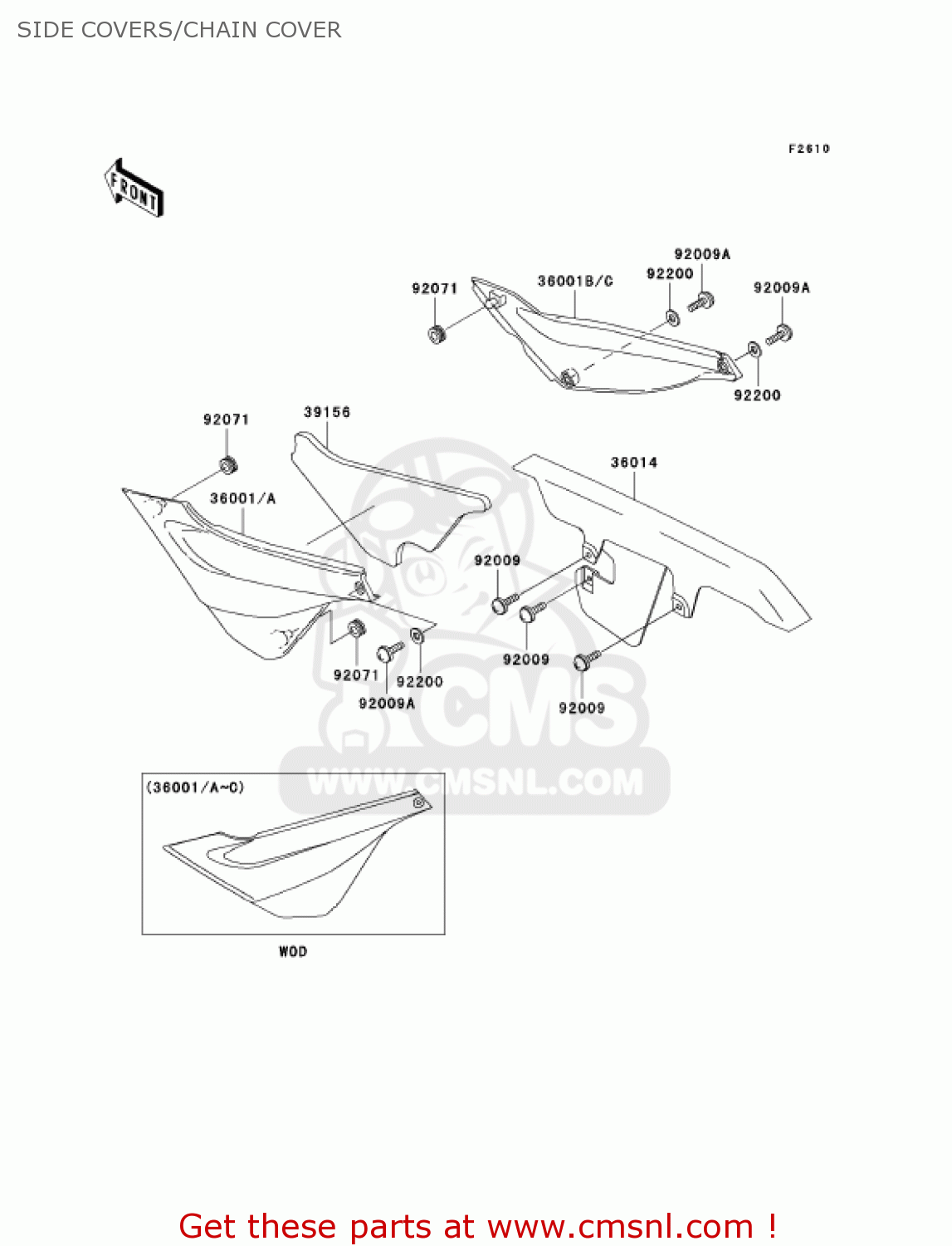 SIDE COVERS/CHAIN COVER KL250G6 SUPER SHERPA 2002 USA CANADA