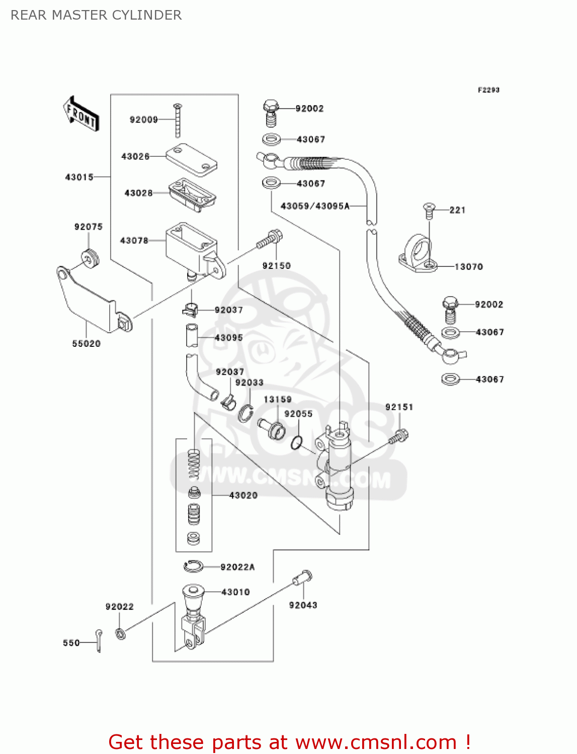 REAR MASTER CYLINDER KL250G6 SUPER SHERPA 2002 USA CANADA