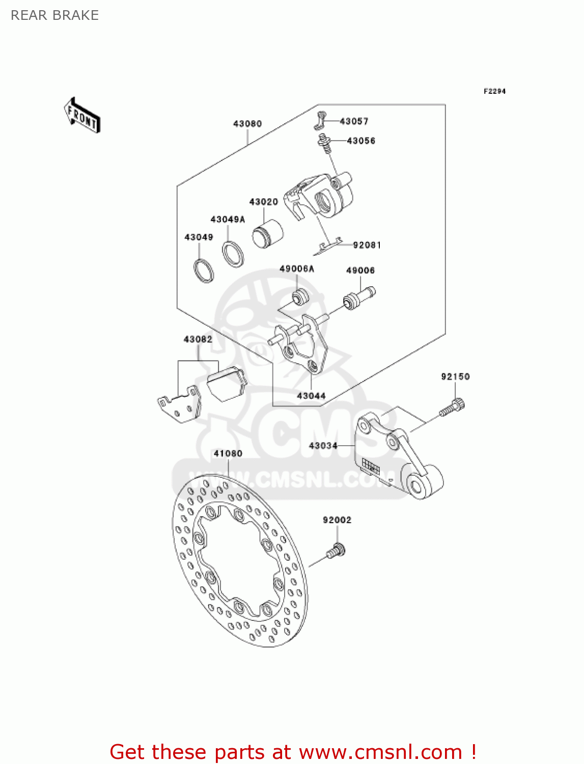 REAR BRAKE KL250G6 SUPER SHERPA 2002 USA CANADA