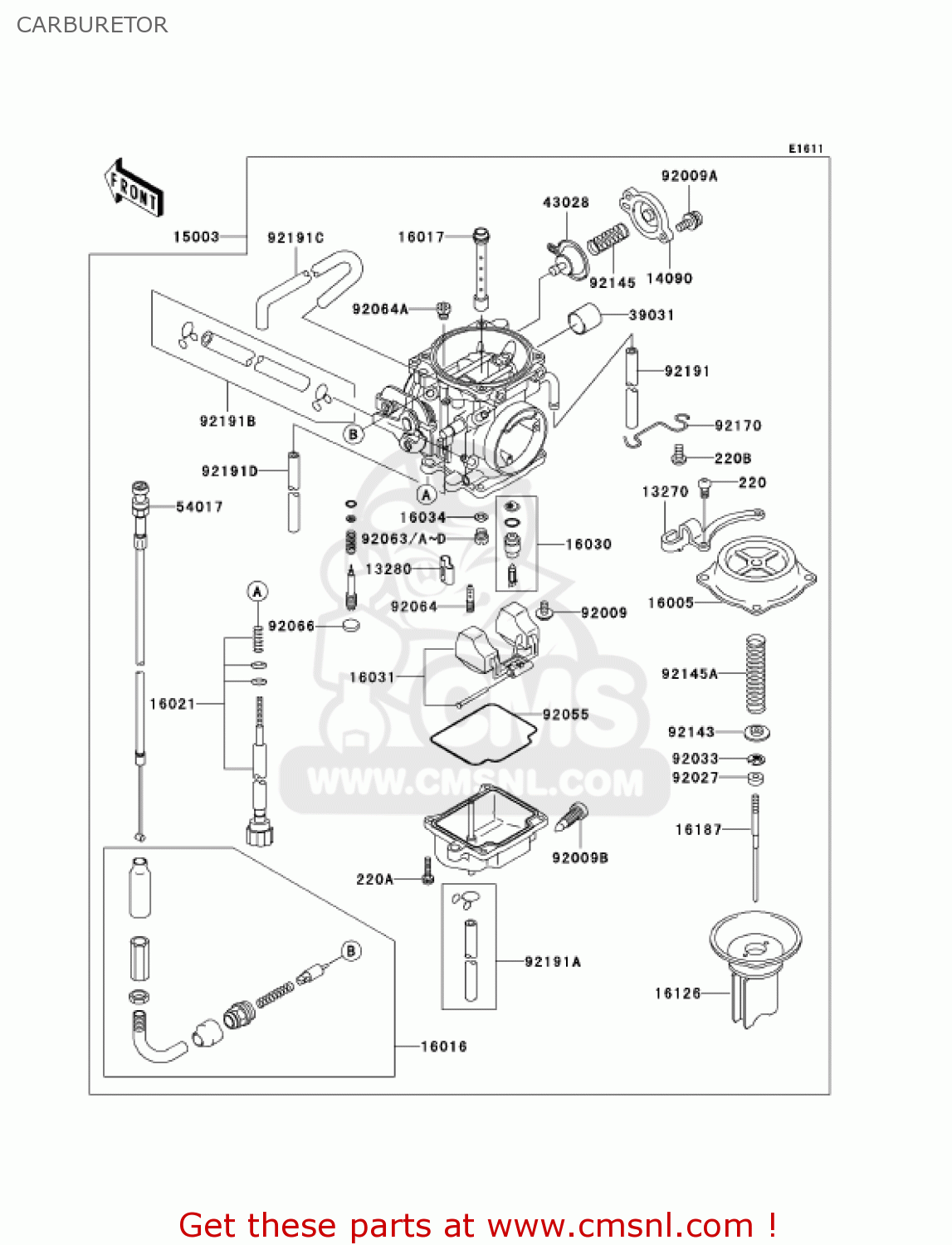 CARBURETOR KL250G6 SUPER SHERPA 2002 USA CANADA