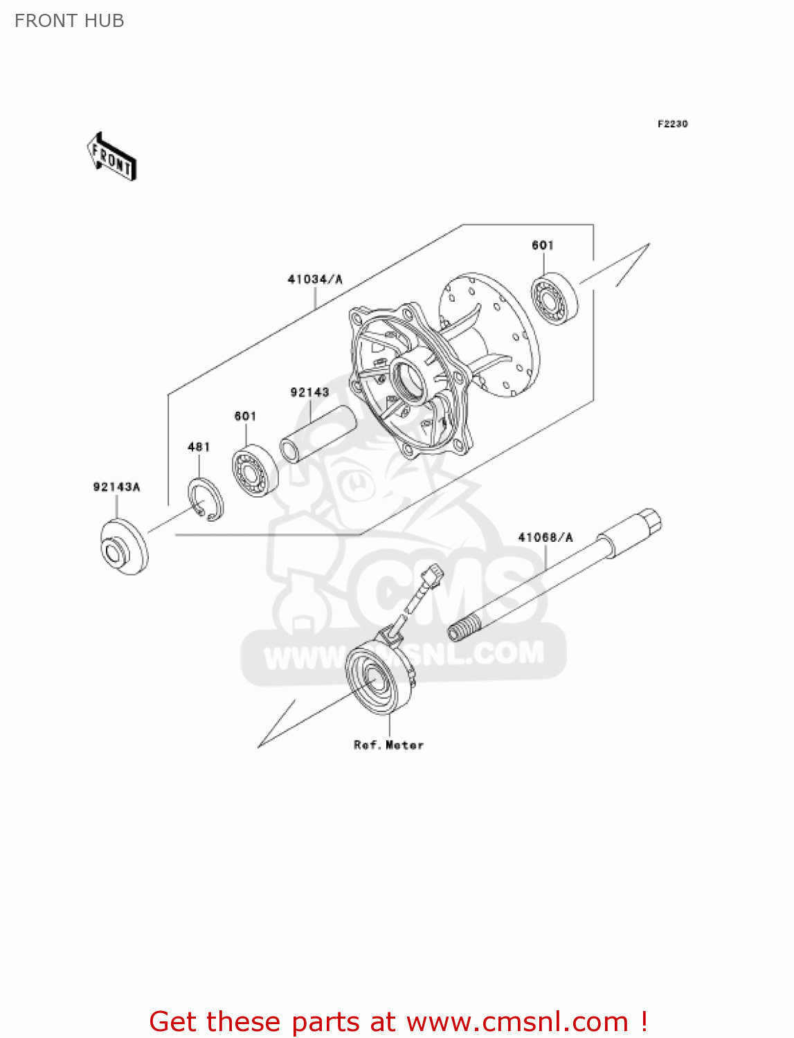 FRONT HUB KL250G6 SUPER SHERPA 2002 USA CANADA