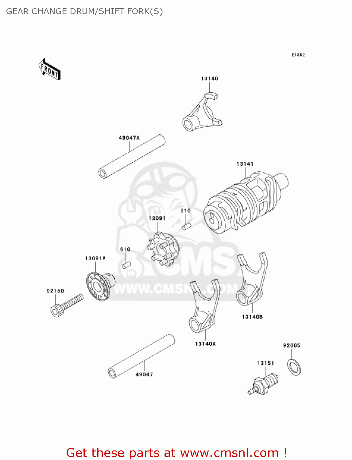 GEAR CHANGE DRUM/SHIFT FORK(S) KL250G6 SUPER SHERPA 2002 USA CANADA