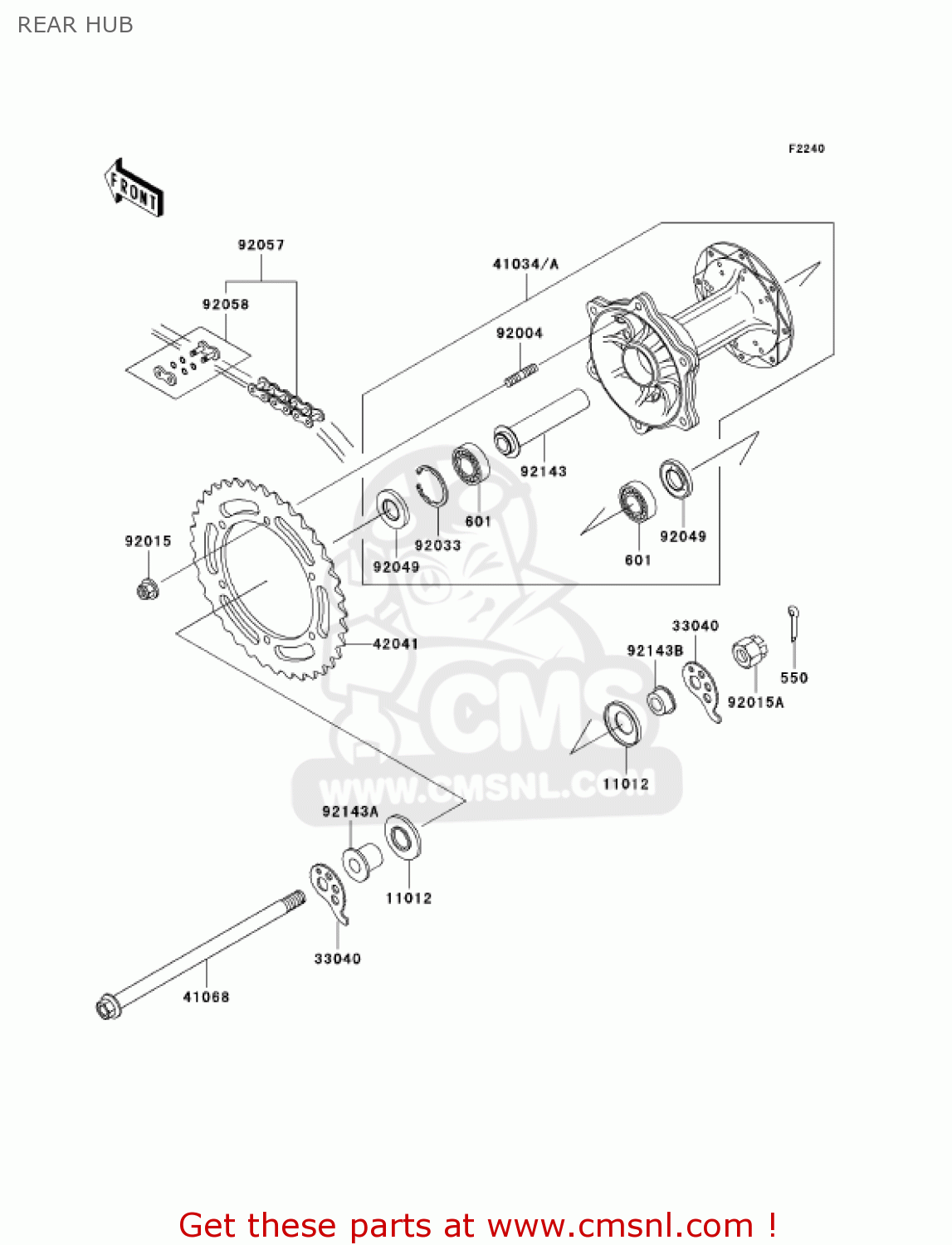 REAR HUB KL250G6 SUPER SHERPA 2002 USA CANADA