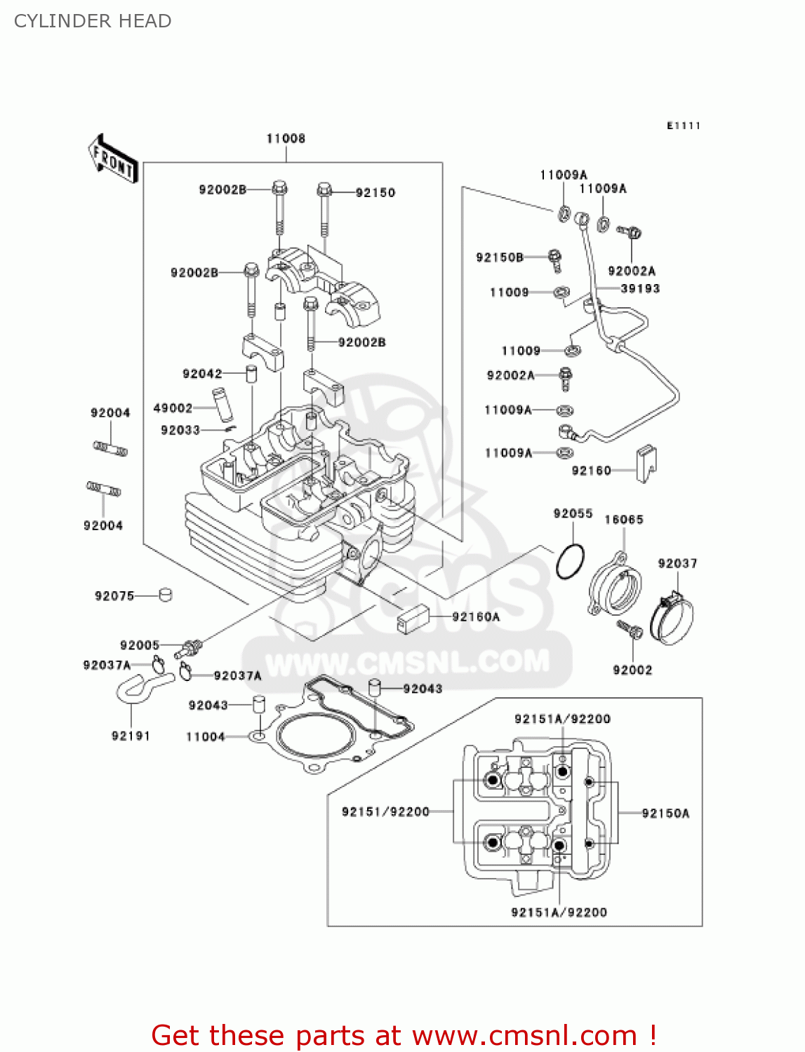 CYLINDER HEAD KL250G6 SUPER SHERPA 2002 USA CANADA