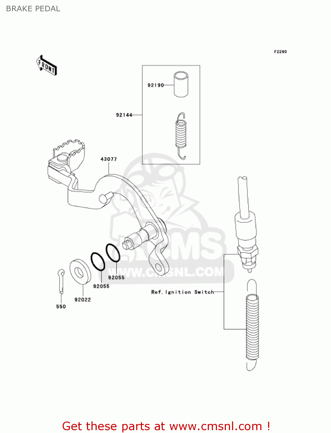 BRAKE PEDAL KL250G6 SUPER SHERPA 2002 USA CANADA