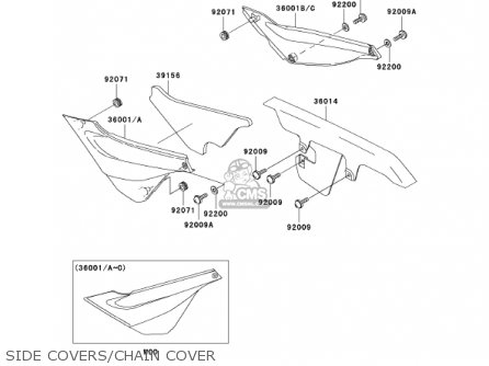 SIDE COVERS/CHAIN COVER - KL250G6 SUPER SHERPA 2002 USA CANADA