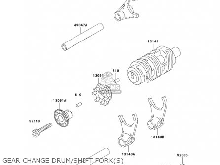 GEAR CHANGE DRUM/SHIFT FORK(S) - KL250G6 SUPER SHERPA 2002 USA CANADA