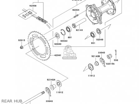REAR HUB - KL250G6 SUPER SHERPA 2002 USA CANADA
