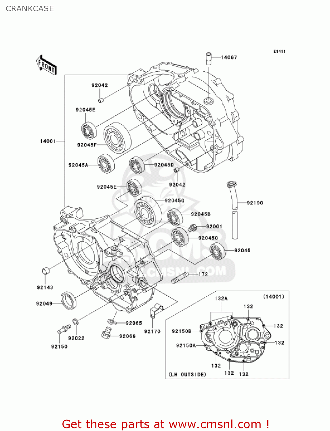 CRANKCASE KL250G7 SUPER SHERPA 2003 USA CANADA