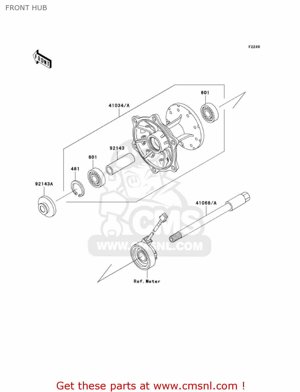FRONT HUB KL250G7 SUPER SHERPA 2003 USA CANADA