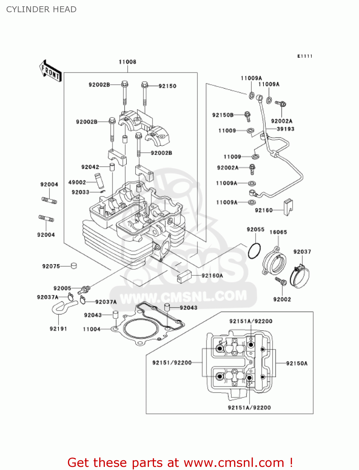 CYLINDER HEAD KL250G7 SUPER SHERPA 2003 USA CANADA