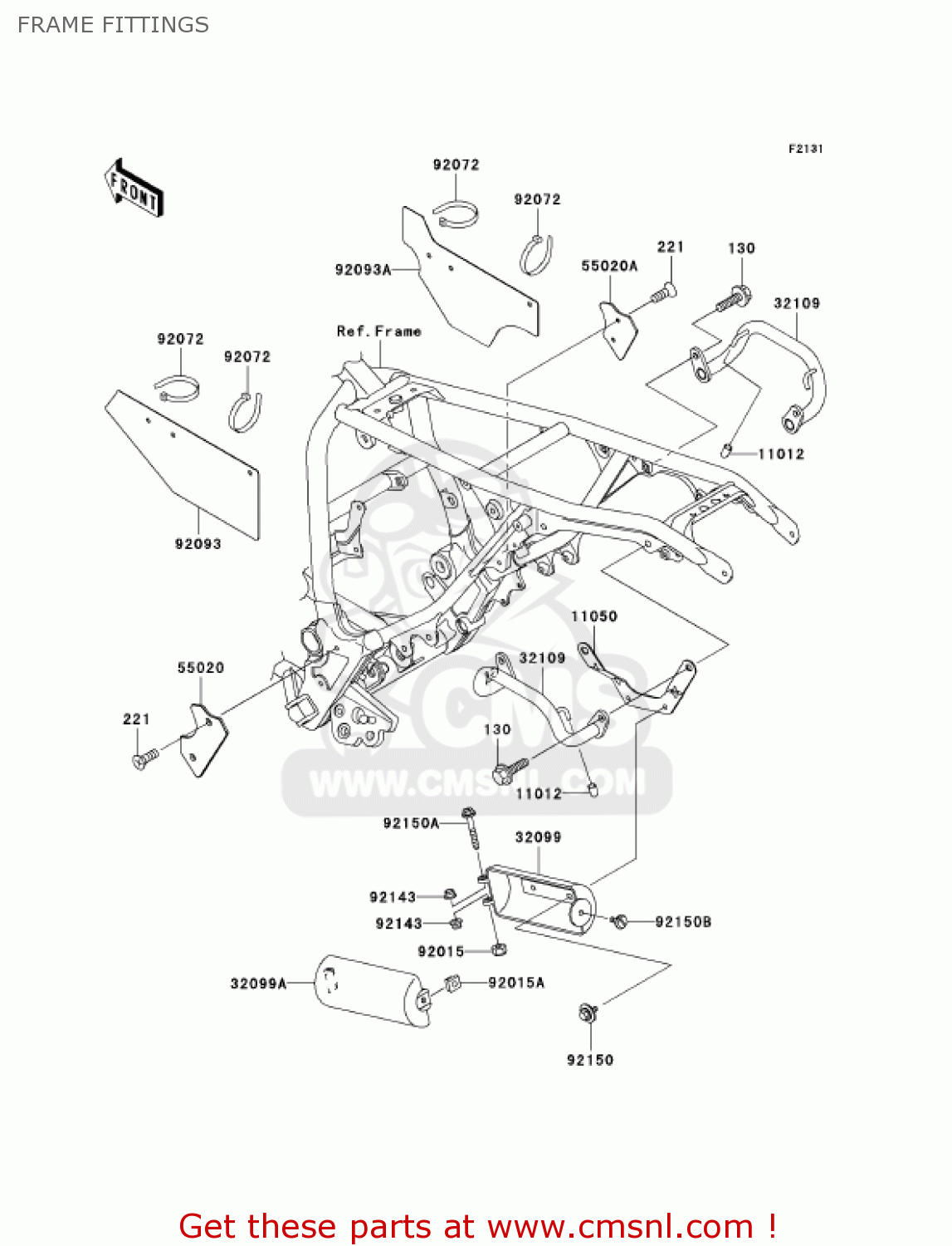 FRAME FITTINGS KL250G7 SUPER SHERPA 2003 USA CANADA