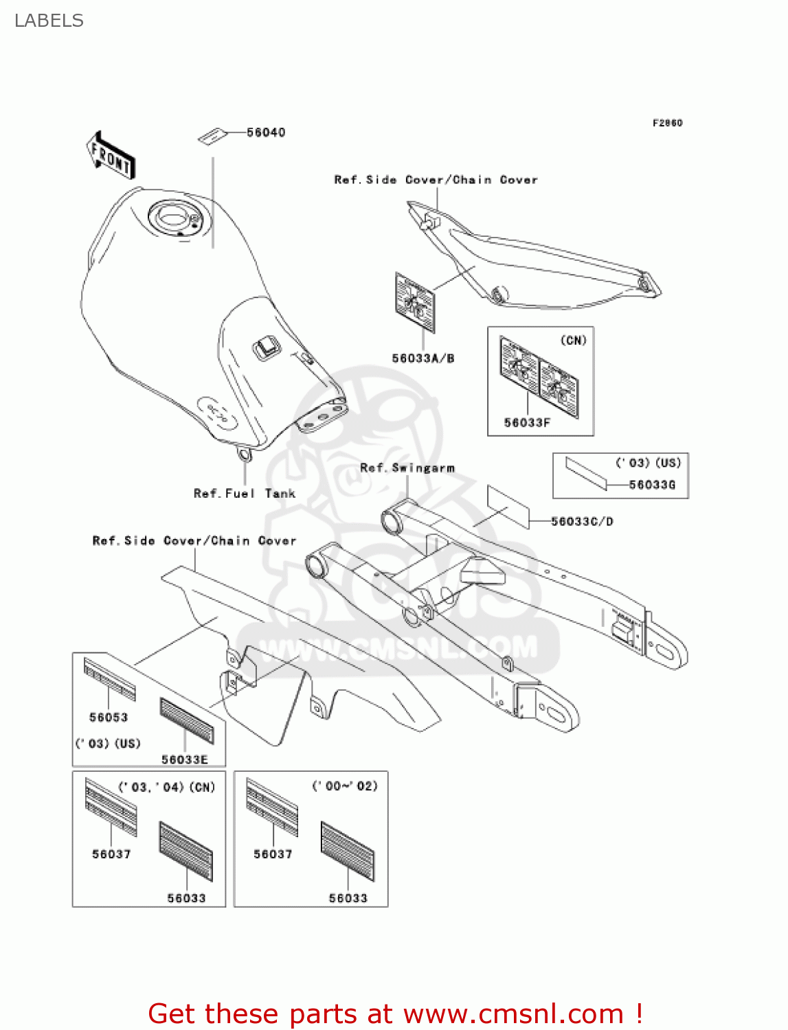 LABELS KL250G8 SUPER SHERPA 2004 CANADA