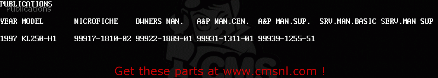 Publications KL250H1 SUPER SHERPA 1997 GREECE