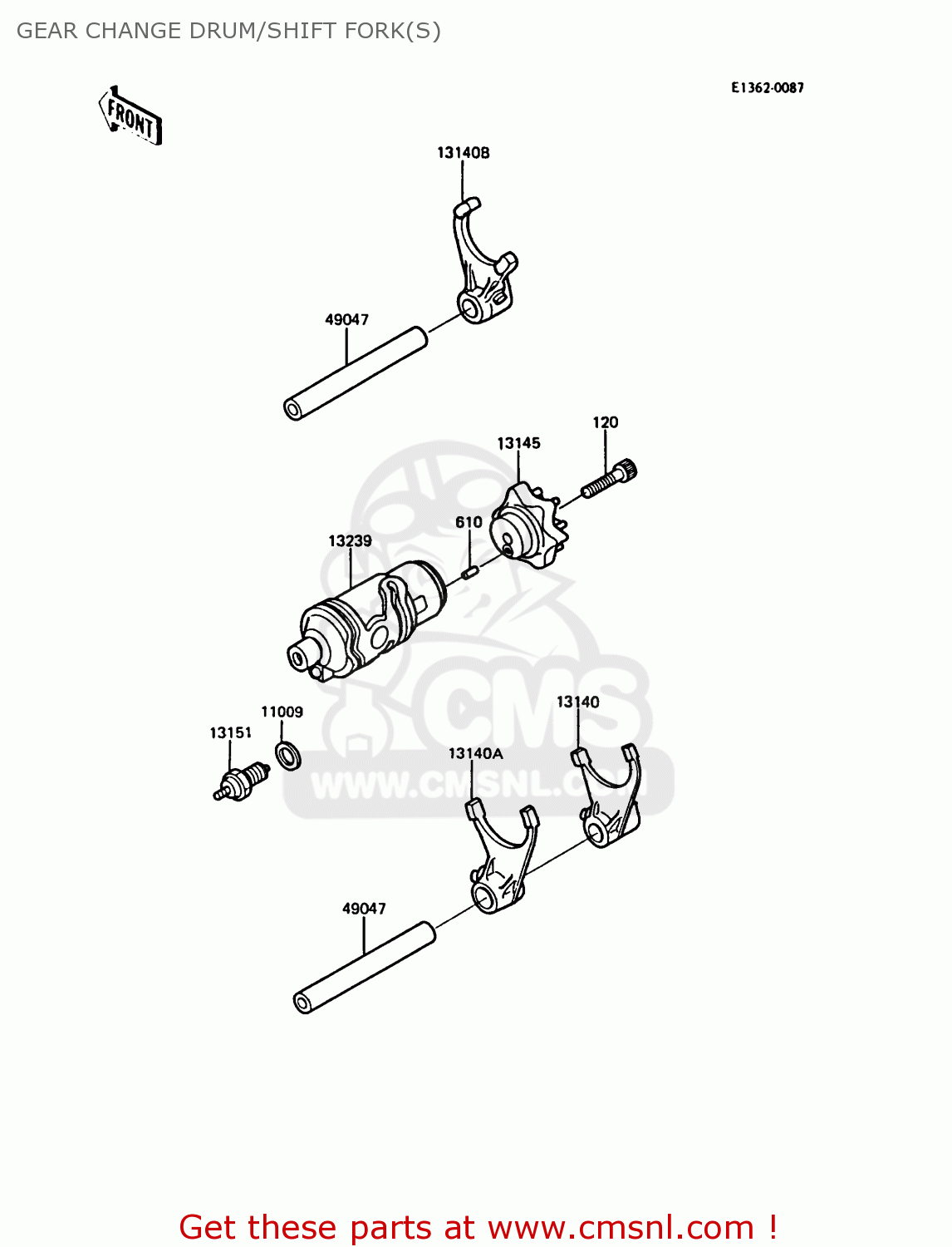 GEAR CHANGE DRUM/SHIFT FORK(S) KL500-A1 KLR500 1987 NORWAY AR
