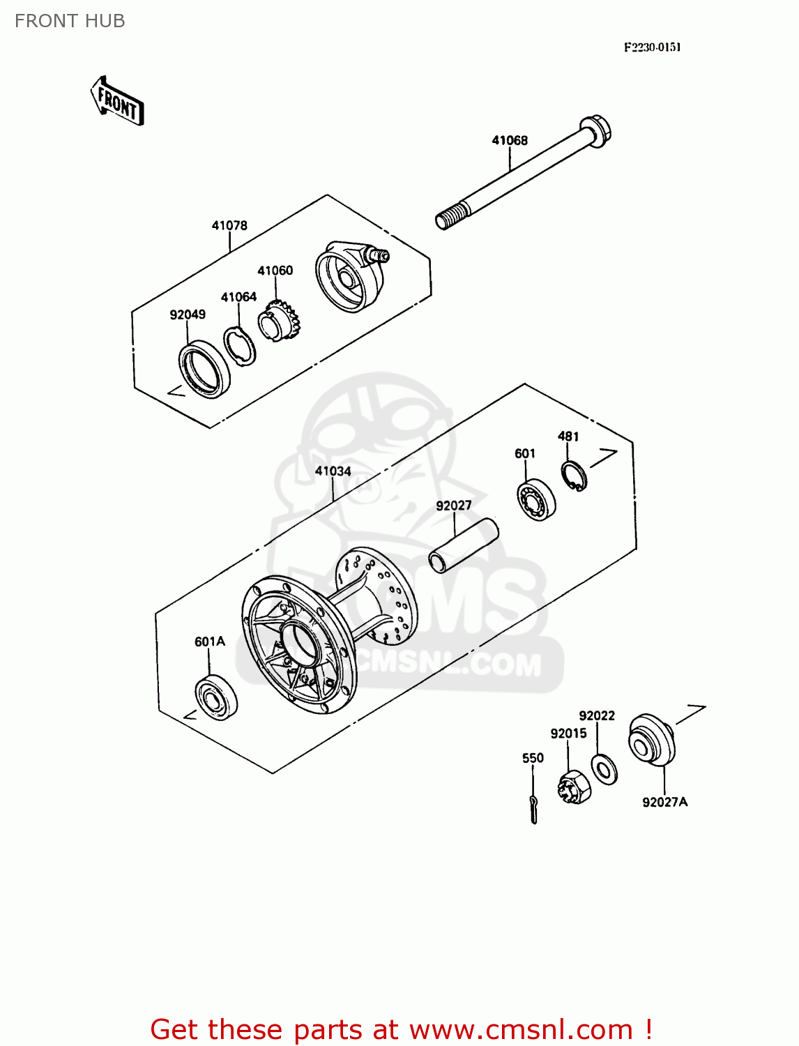 FRONT HUB KL500-A1 KLR500 1987 NORWAY AR