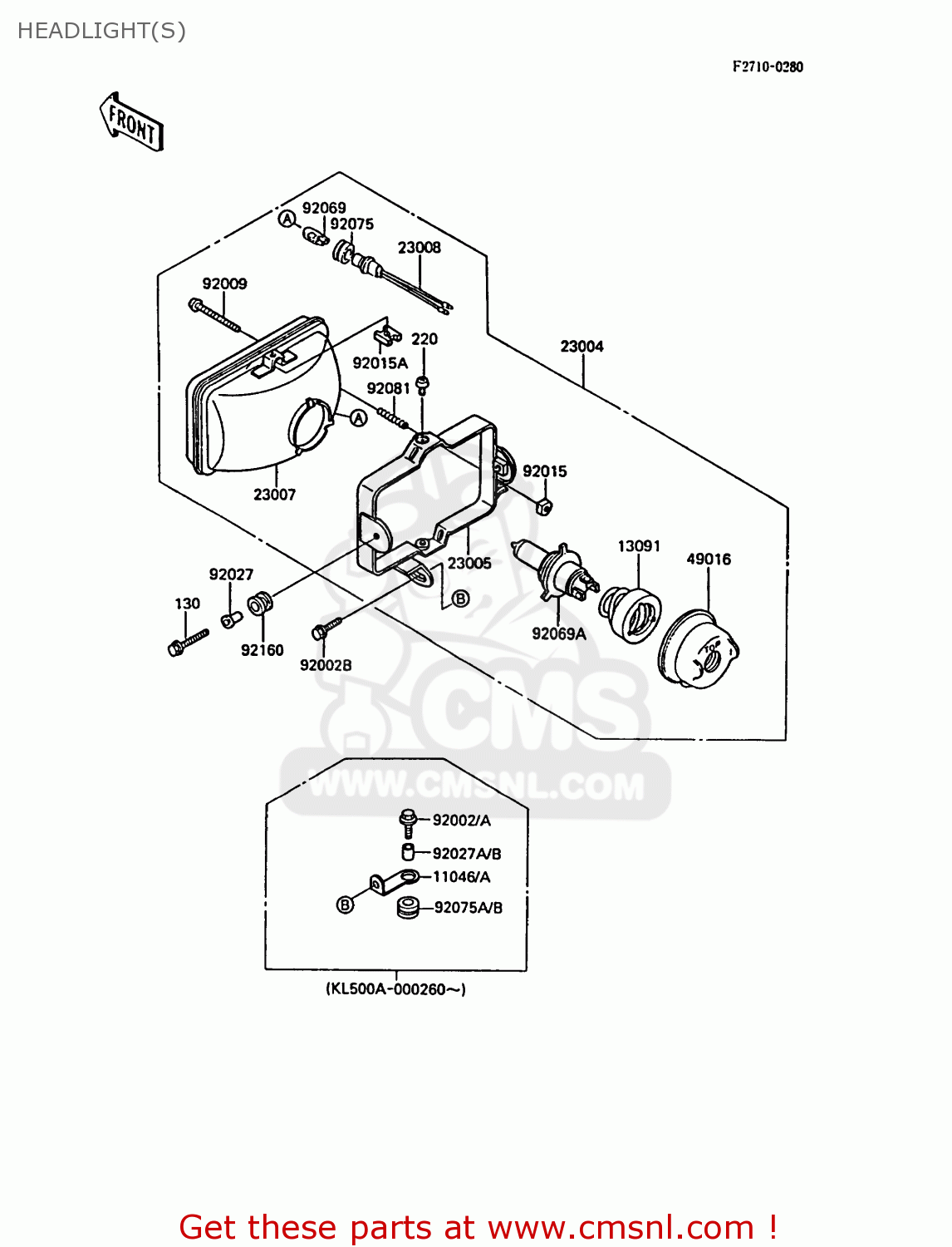 HEADLIGHT(S) KL500-A1 KLR500 1987 NORWAY AR