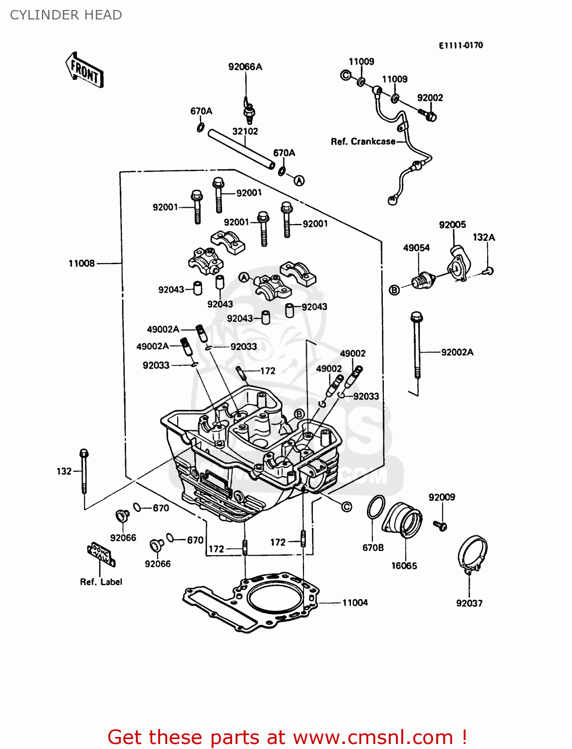 CYLINDER HEAD KL500-A2 KLR500 1988 AR