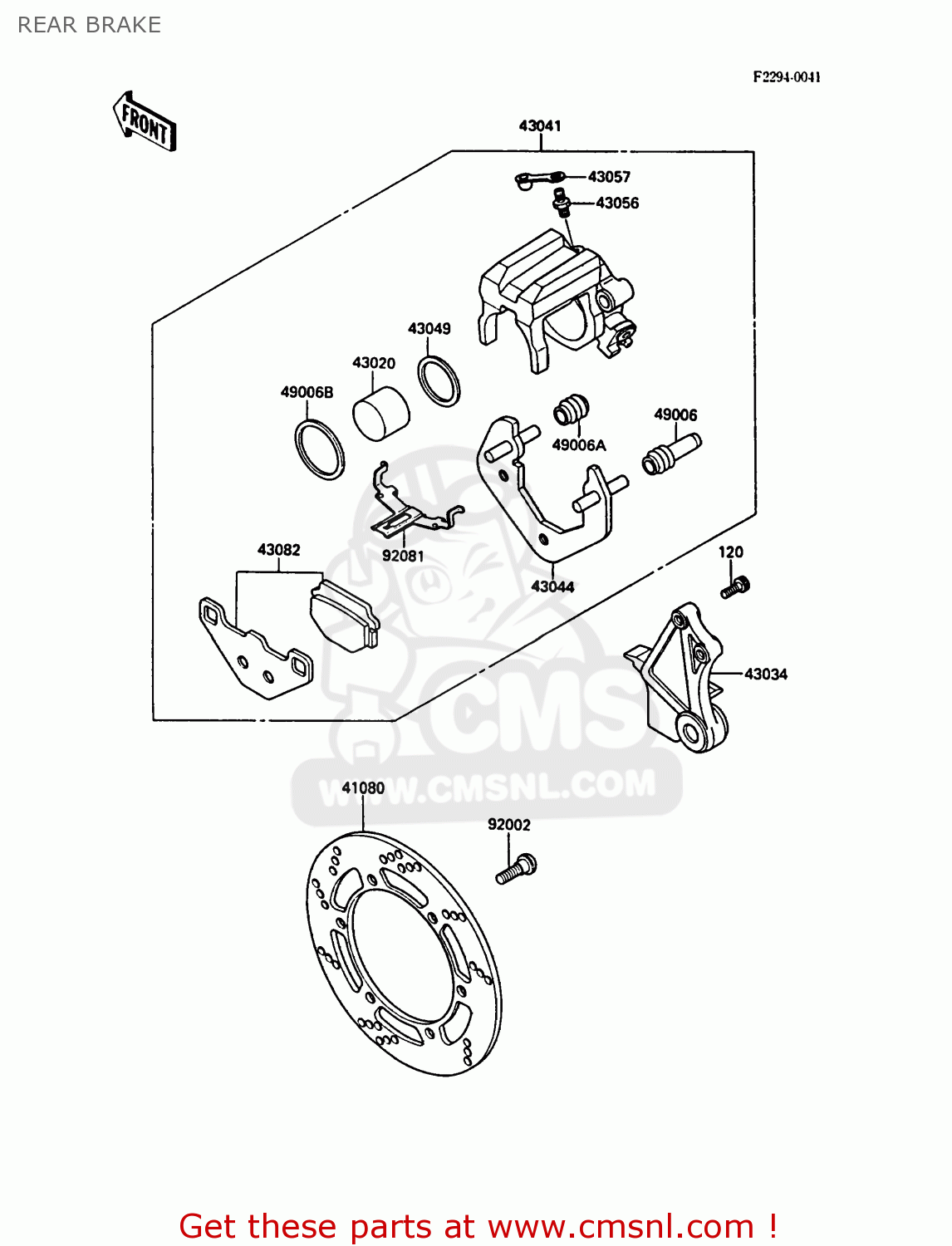 REAR BRAKE KL500-A2 KLR500 1988 AR