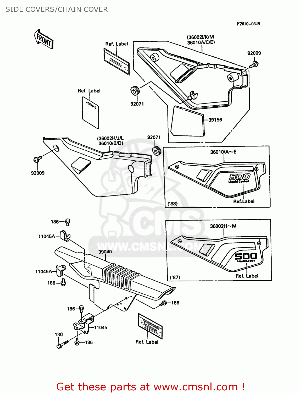SIDE COVERS/CHAIN COVER KL500-A2 KLR500 1988 AR
