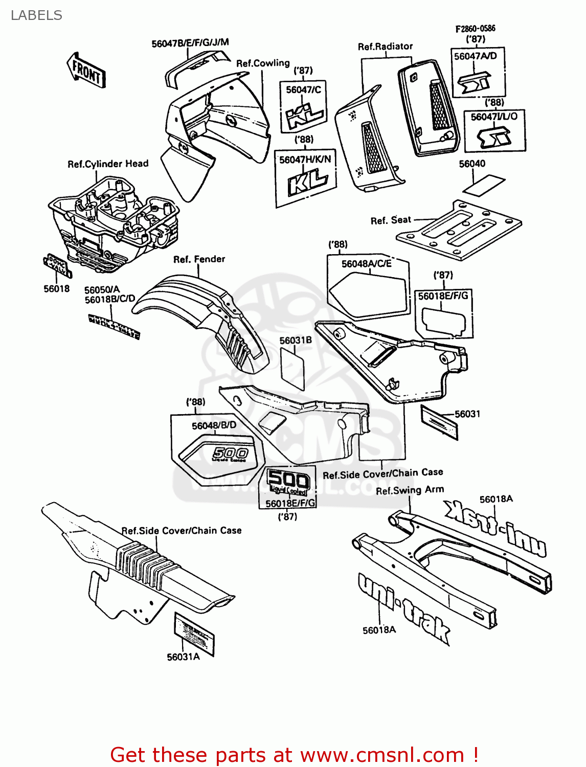 LABELS KL500-A2 KLR500 1988 AR