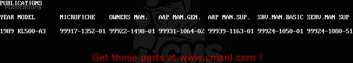 Publications KL500-A3 1989 AUSTRIA