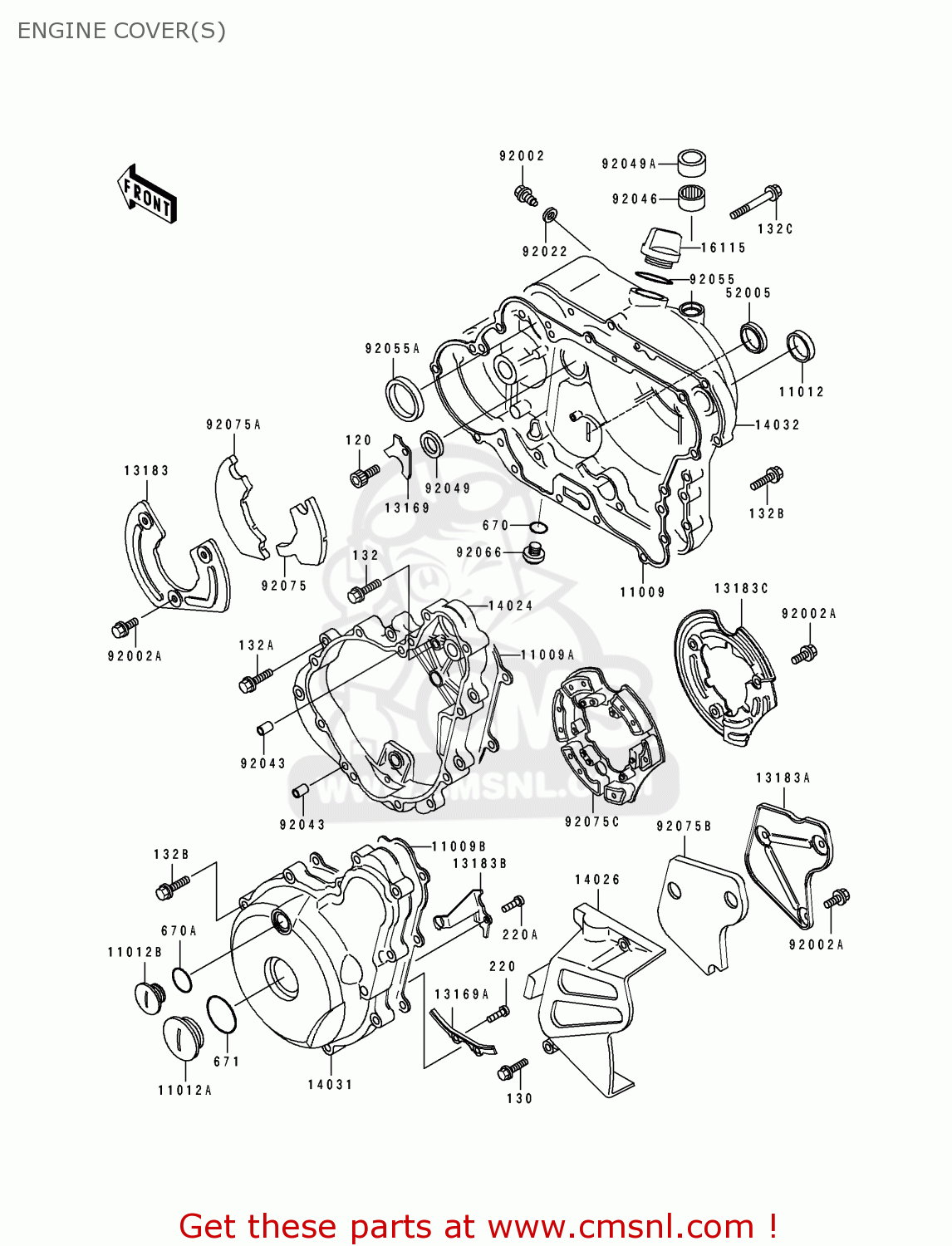ENGINE COVER(S) KL500-B1 TENGAI 1989 AR NR