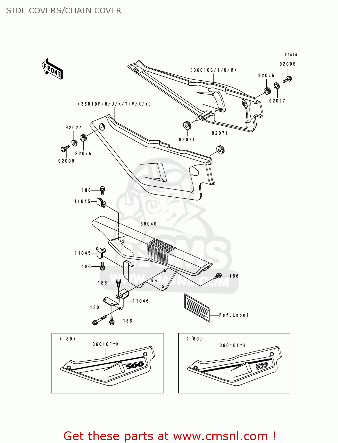 SIDE COVERS/CHAIN COVER KL500-B1 TENGAI 1989 AR NR