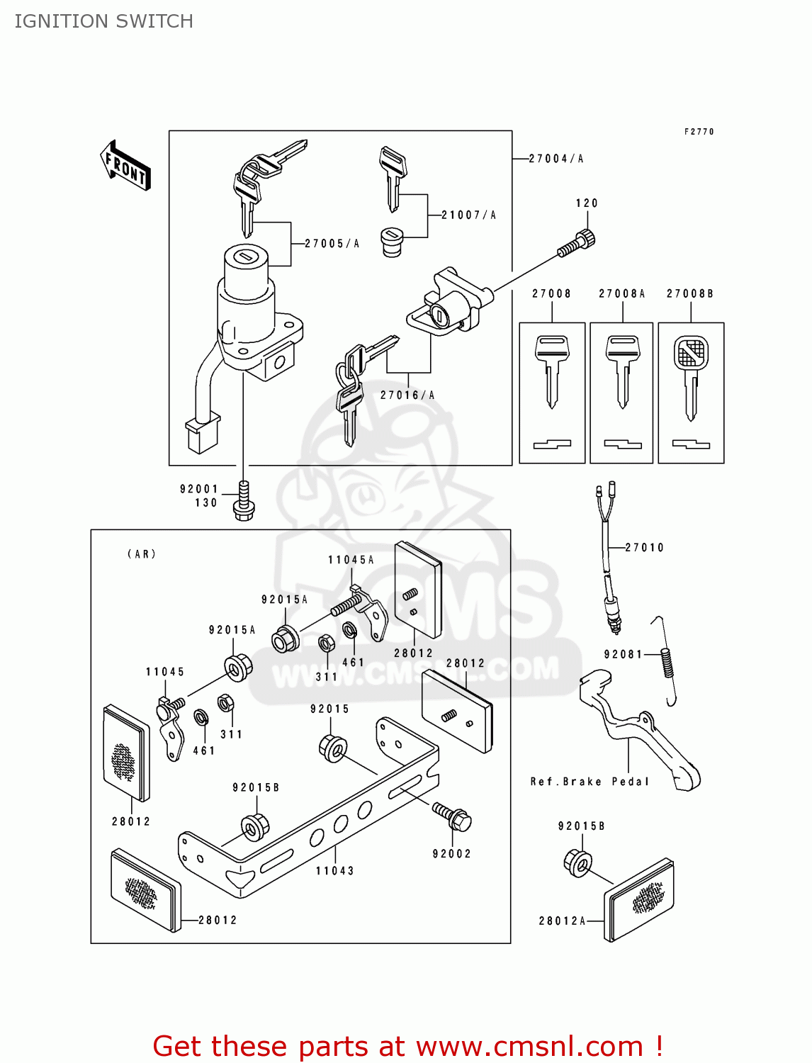 IGNITION SWITCH KL500-B1 TENGAI 1989 AR NR