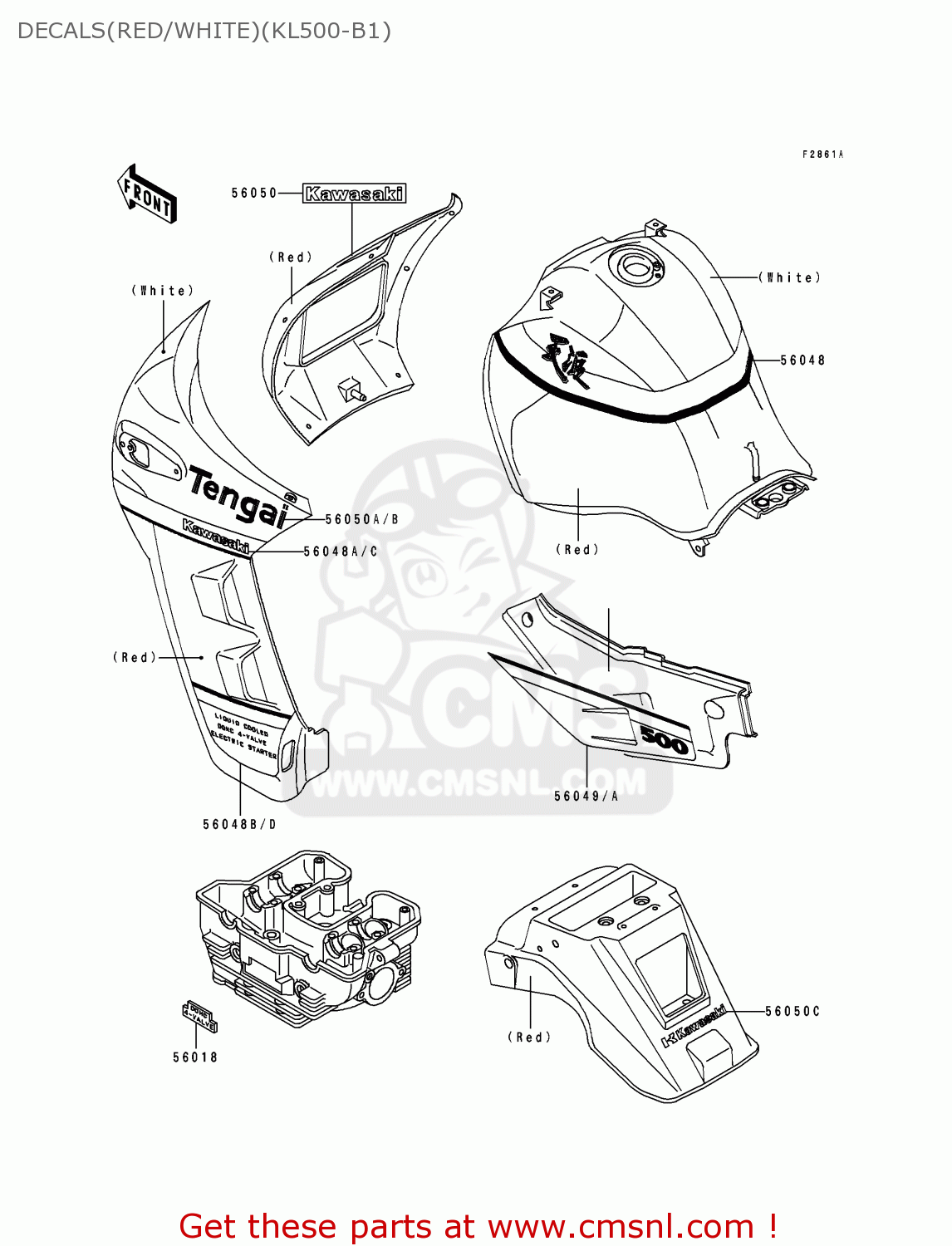 DECALS(RED/WHITE)(KL500-B1) KL500-B1 TENGAI 1989 AR NR
