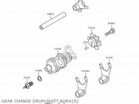 GEAR CHANGE DRUM/SHIFT FORK(S) - KL500-B1 TENGAI 1989 AR NR