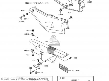 SIDE COVERS/CHAIN COVER - KL500-B1 TENGAI 1989 AR NR