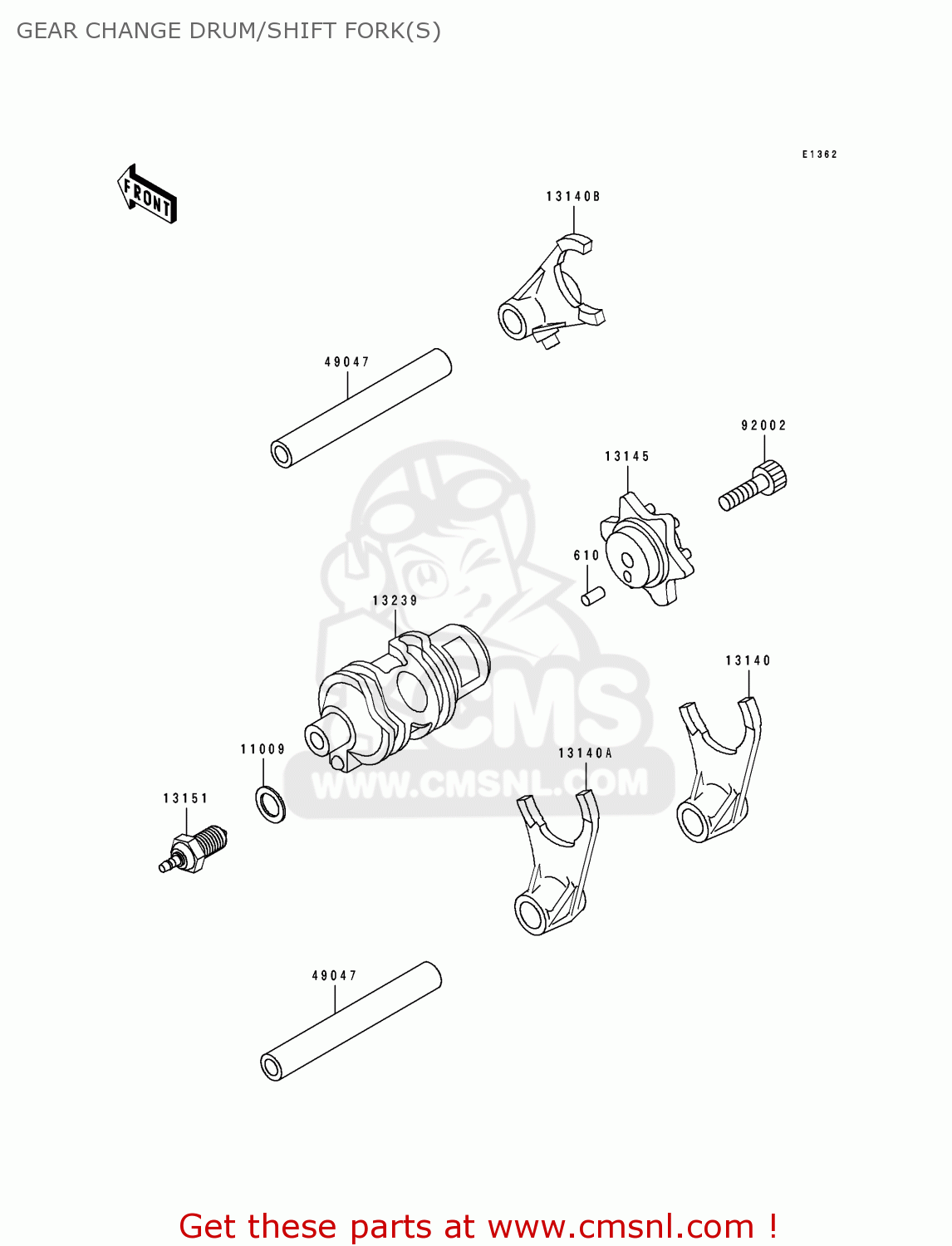 GEAR CHANGE DRUM/SHIFT FORK(S) KL500-B2 TENGAI 1990 AR NR