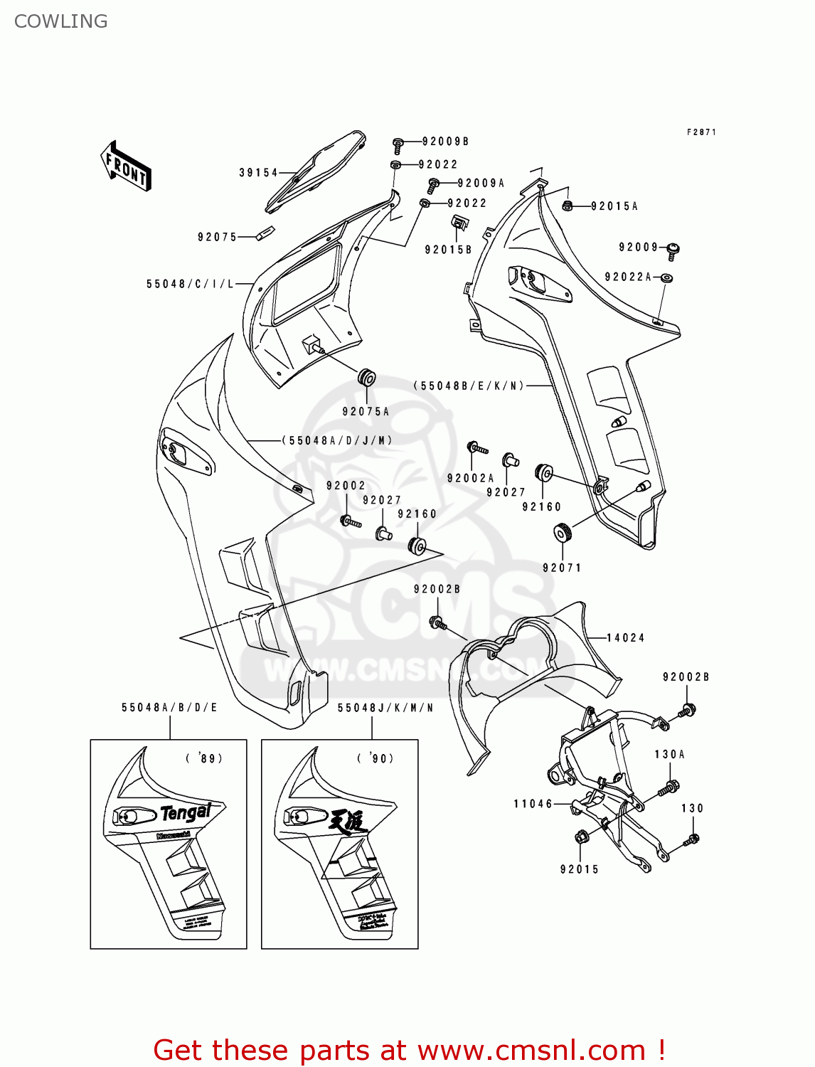 COWLING KL500-B2 TENGAI 1990 AR NR