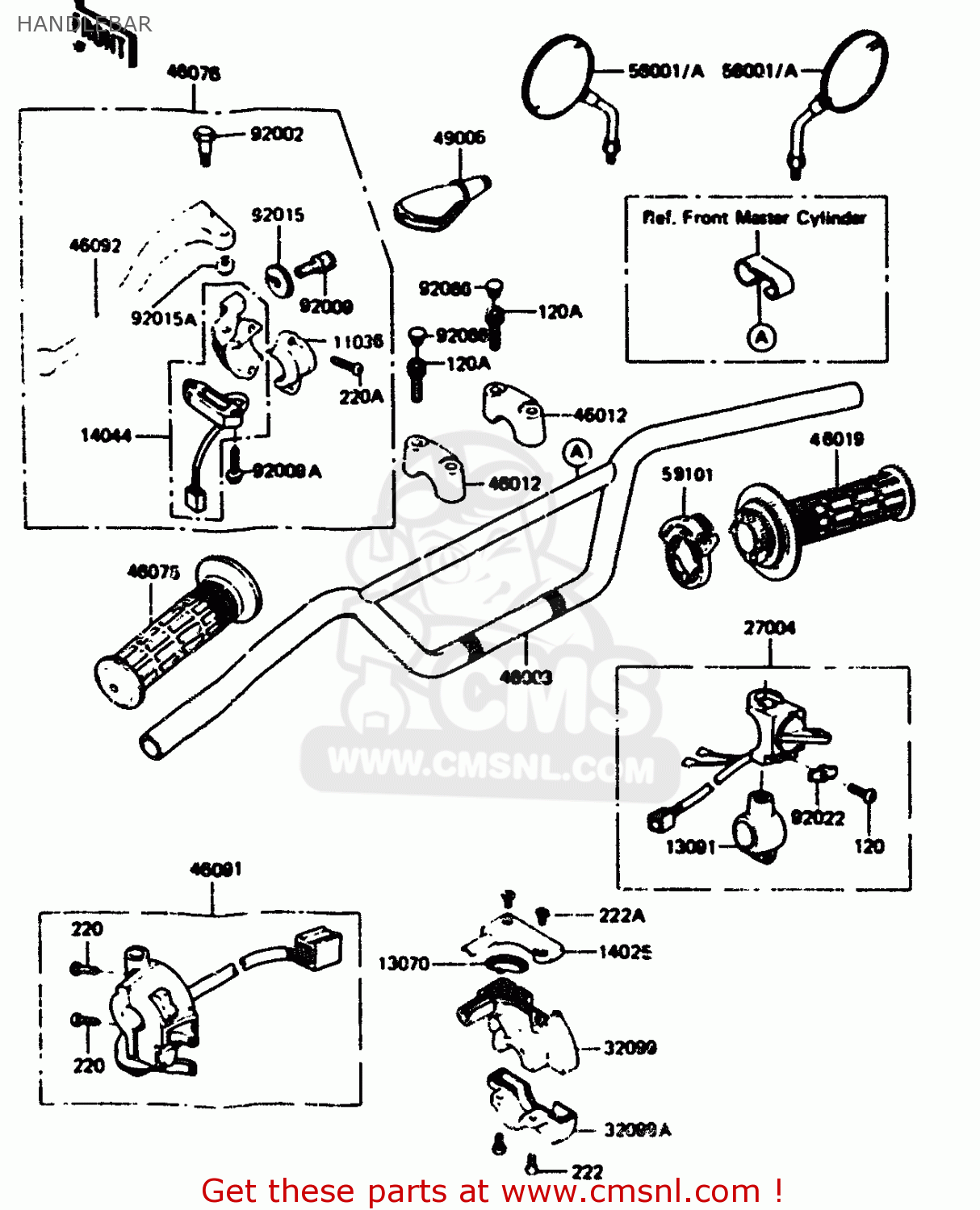 HANDLEBAR KL600A1 1984 EUROPE UK FR GR IT SD ST WG