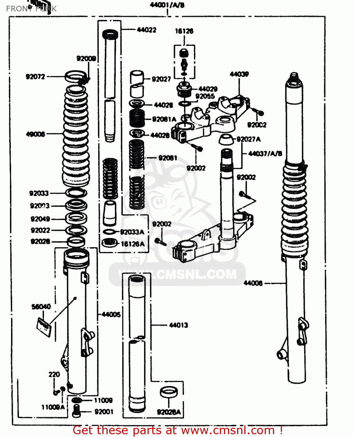 FRONT FORK KL600A1 1984 EUROPE UK FR GR IT SD ST WG