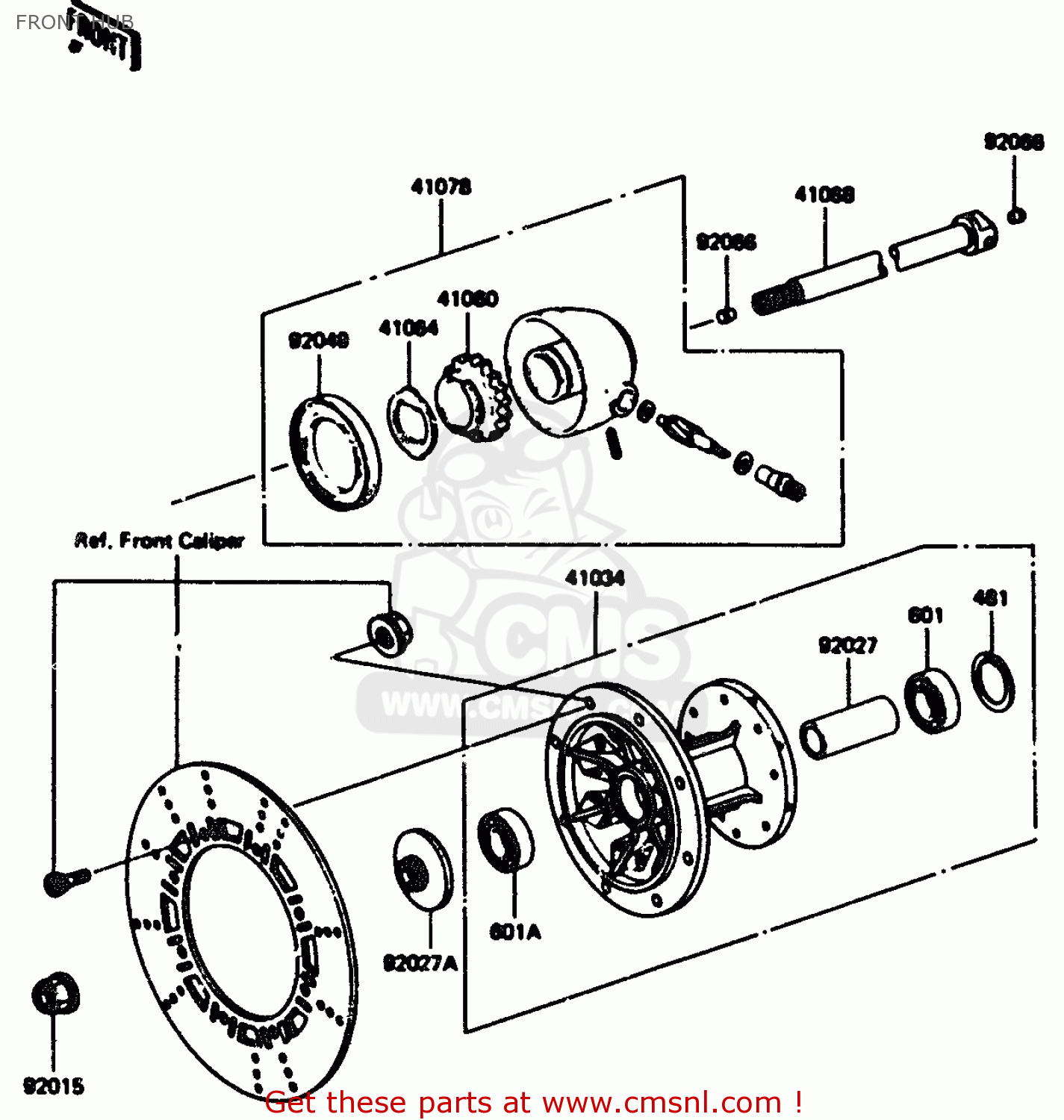 FRONT HUB KL600A1 1984 EUROPE UK FR GR IT SD ST WG