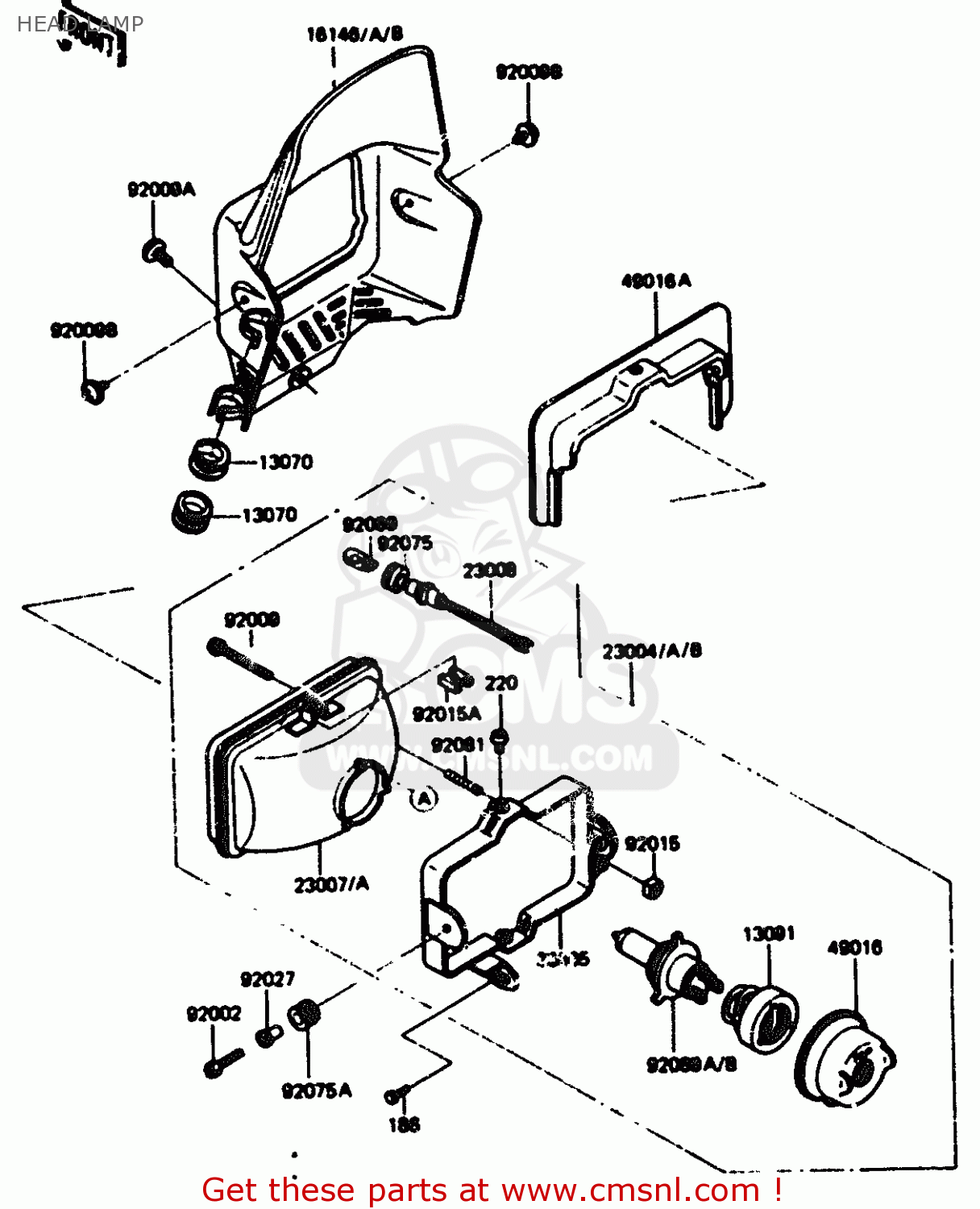 HEAD LAMP KL600A1 1984 EUROPE UK FR GR IT SD ST WG