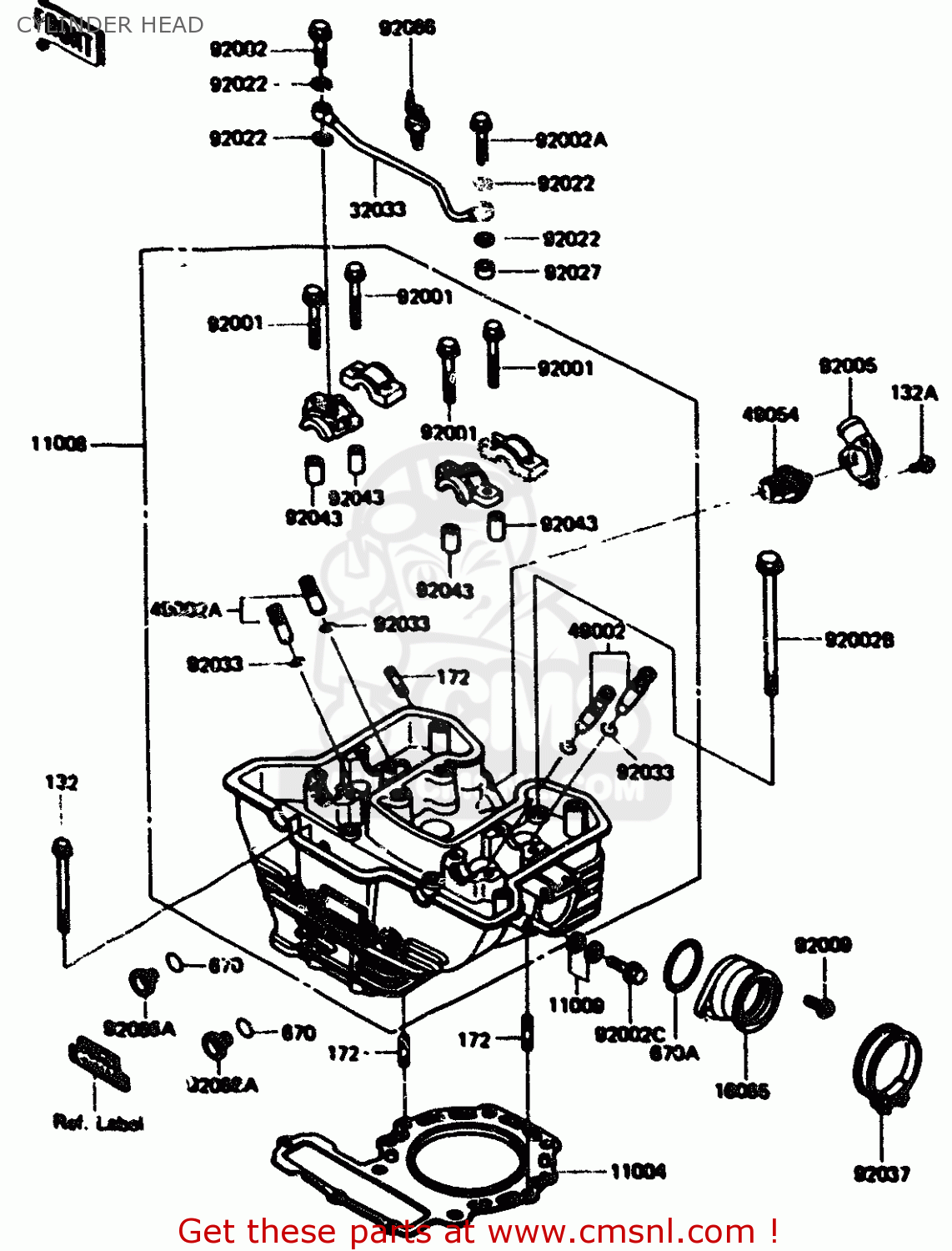 CYLINDER HEAD KL600A1 1984 EUROPE UK FR GR IT SD ST WG