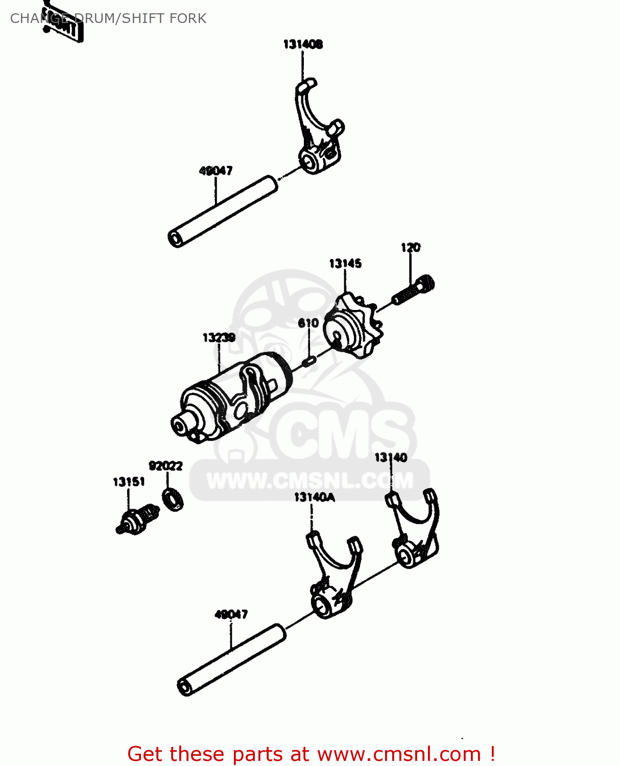 CHANGE DRUM/SHIFT FORK KL600A1 1984 EUROPE UK FR GR IT SD ST WG