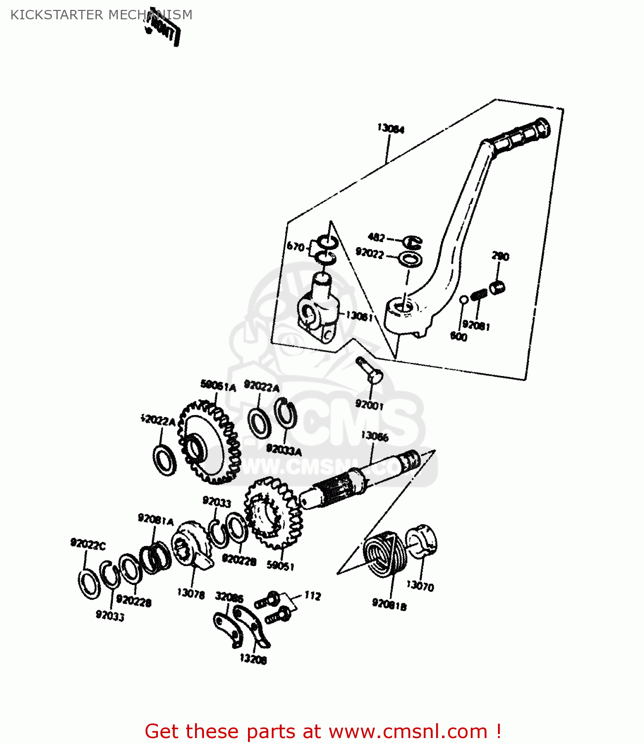 KICKSTARTER MECHANISM KL600A1 1984 EUROPE UK FR GR IT SD ST WG