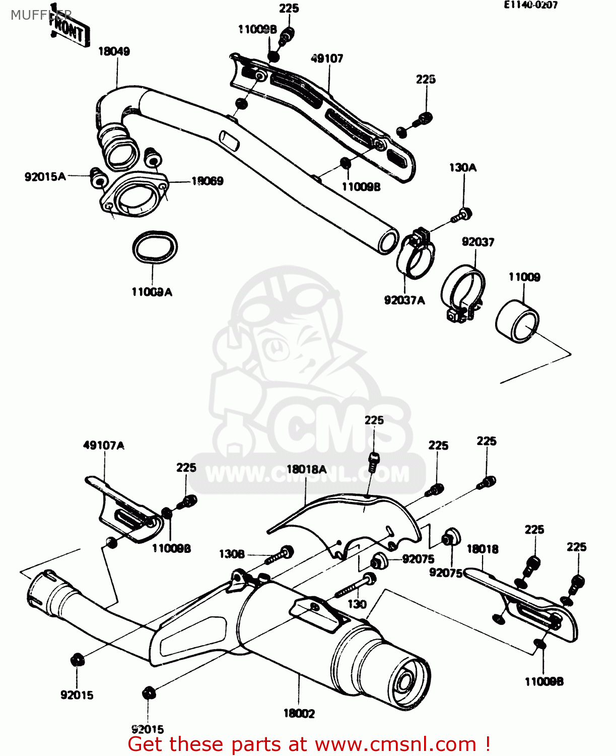 MUFFLER KL600A1 1984 EUROPE UK FR GR IT SD ST WG