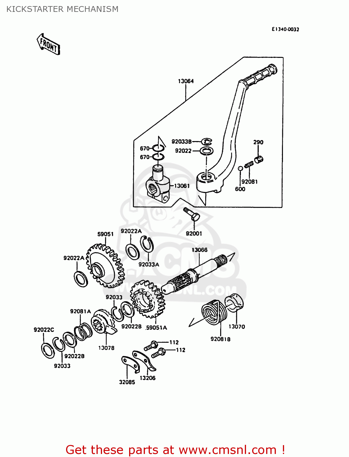 Kawasaki KL600A3 KLR600 1988 ITALY KICKSTARTER MECHANISM - buy original ...