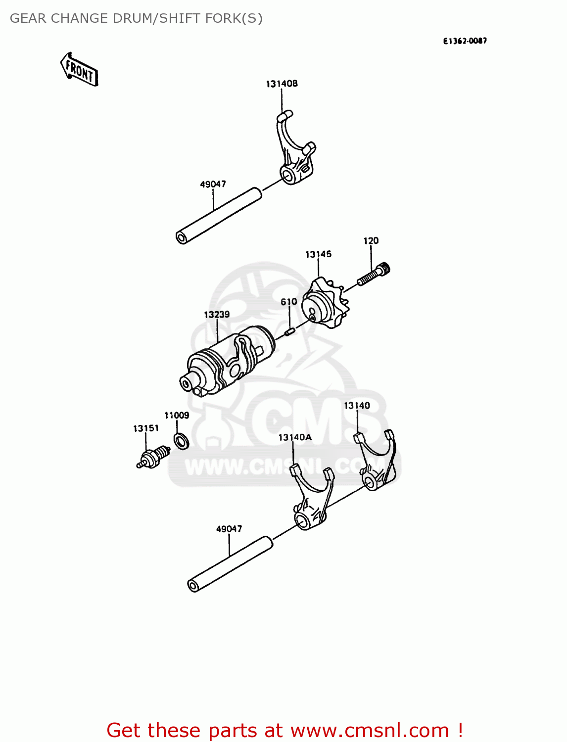 GEAR CHANGE DRUM/SHIFT FORK(S) KL600A3 KLR600 1988 ITALY