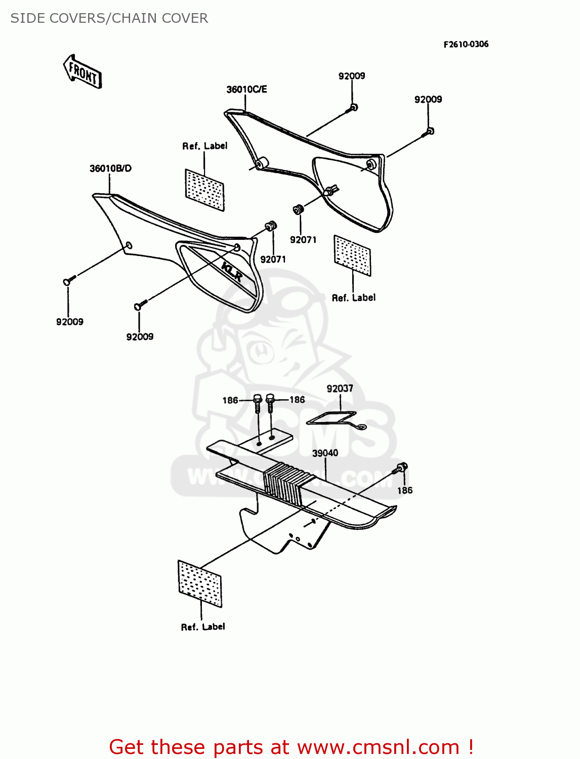 SIDE COVERS/CHAIN COVER KL600A3 KLR600 1988 ITALY